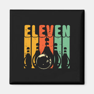 Retro 11th Birthday Bowling Design Turning 11 Bowl Magnet