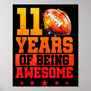Retro 11th Birthday Boy Football Themed 11 Year Poster