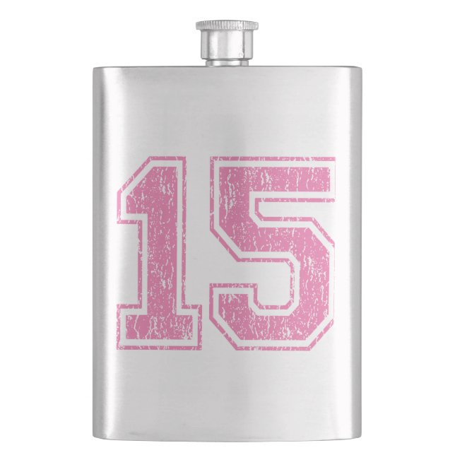 Retro 15 Pink Hip Flask (Front)