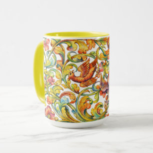 Retro 1696 Baroque Rococo Birds In Foliage Frieze Mug