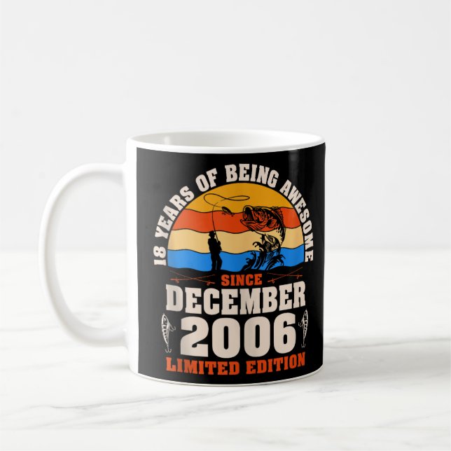 Retro 18th Birthday 18 Year Old Fishermen Born Dec Coffee Mug (Left)