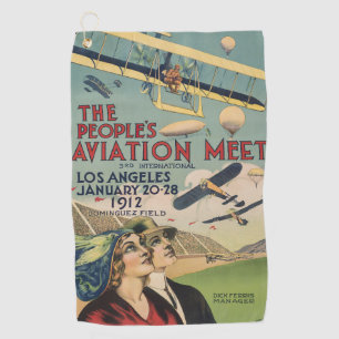 Retro 1912 Los Angeles Air Show Travel Art Golf Towel