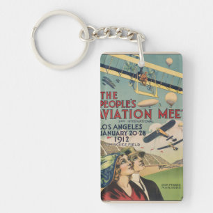 Retro 1912 Los Angeles Air Show Travel Art Key Ring