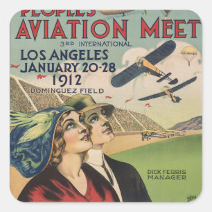 Retro 1912 Los Angeles Air Show Travel Art Square Sticker