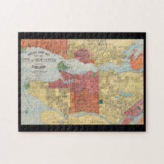 Retro 1914 Map City of Vancouver British Columbia Jigsaw Puzzle