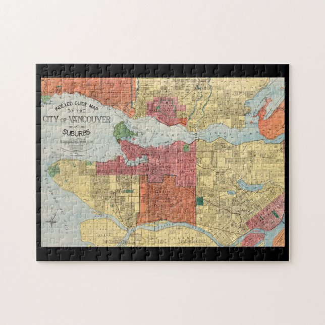 Retro 1914 Map City of Vancouver British Columbia Jigsaw Puzzle (Horizontal)