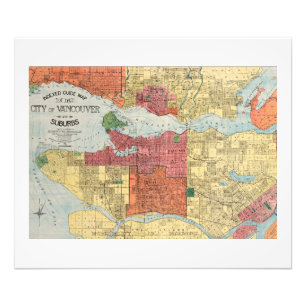 Retro 1914 Map City of Vancouver British Columbia Photo Print