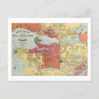Retro 1914 Map City of Vancouver British Columbia Postcard