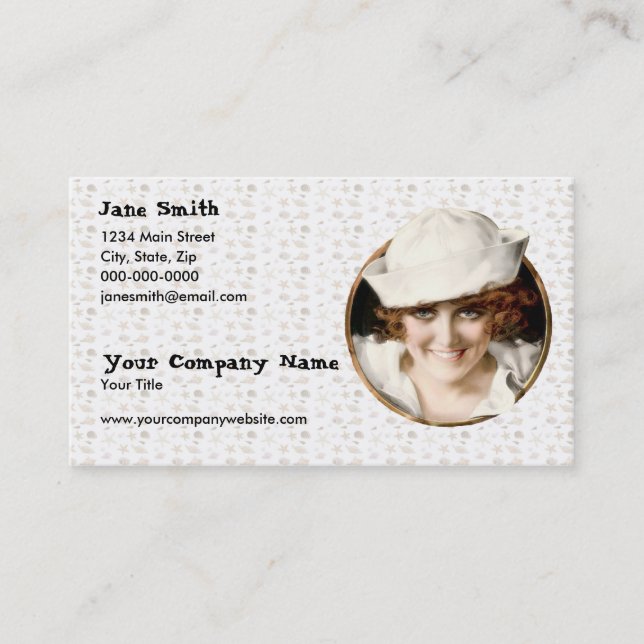 Retro 1920s Sailor Girl Business Card (Front)