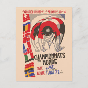 Retro 1930s art deco design cycling postcard