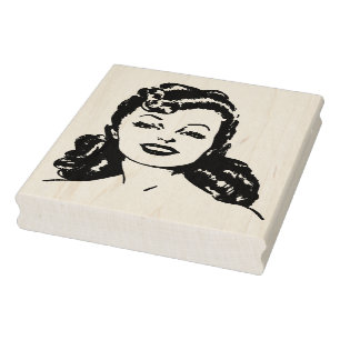 Retro 1940s Woman Rubber Art Stamp