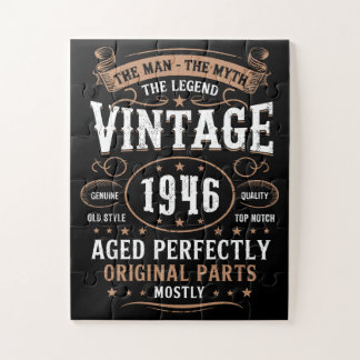 Retro 1946 Birthday Man Myth Legend 80th Gift   Jigsaw Puzzle