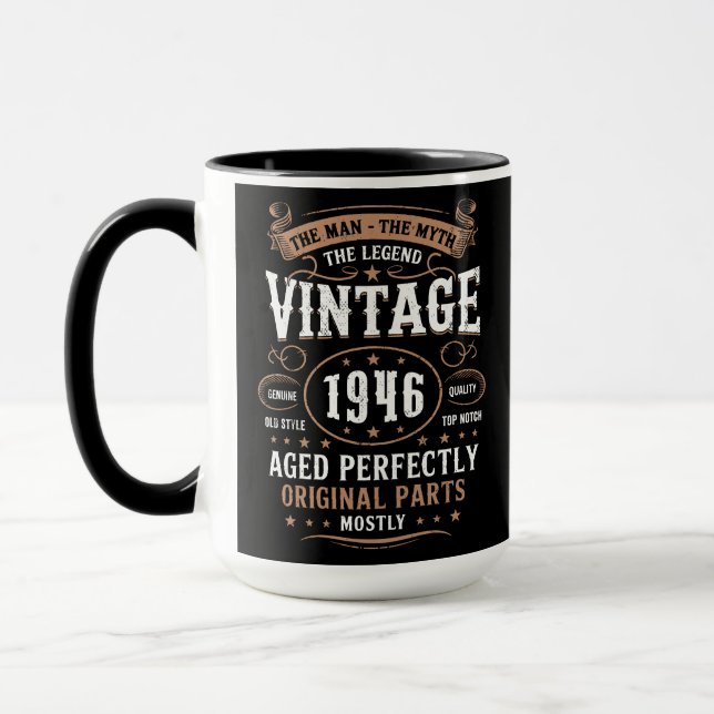 Retro 1946 Birthday Man Myth Legend 80th   Mug (Left)