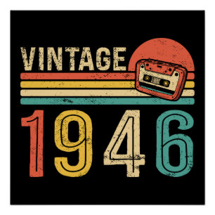Retro 1946 Birthday Music Cassette Tape Bday Poster