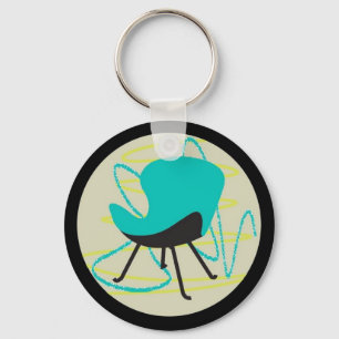 Retro 1950 Chair Blue Keychain