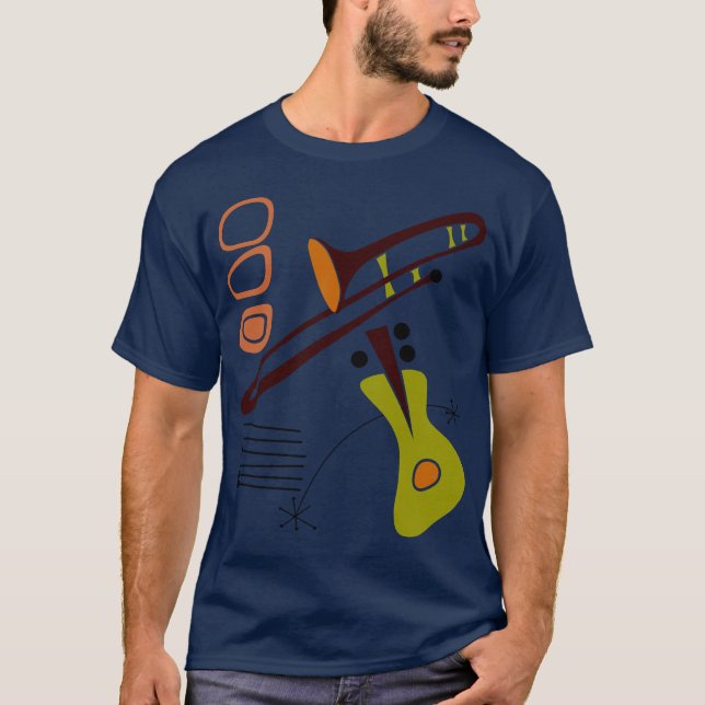 Retro 1950's Abstract Guitar & Trombone Shirt (Front)