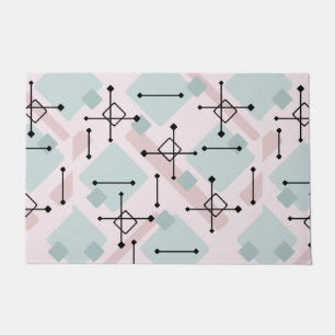 Retro 1950s Art Diamonds Pink Sage Green Doormat
