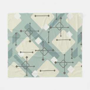 Retro 1950s Art Diamonds Sage Green Fleece Blanket