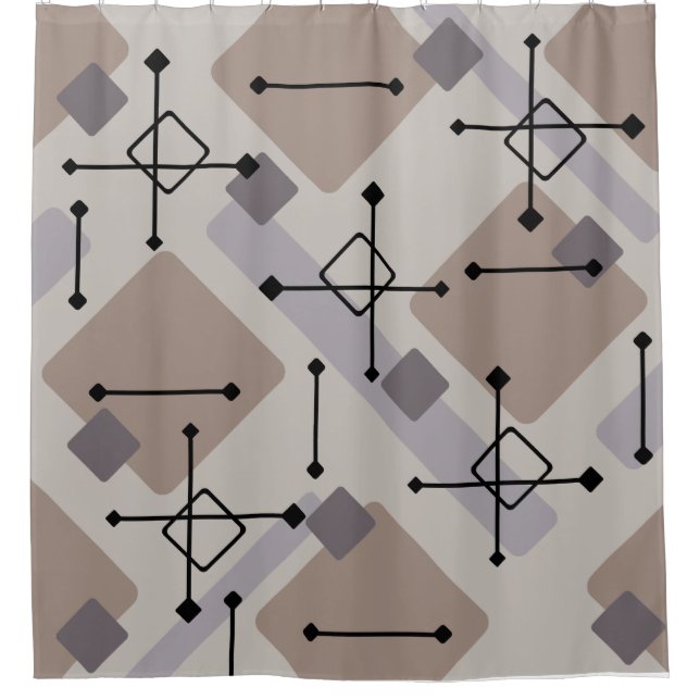 Retro 1950s Art Diamonds Taupe Beige Shower Curtain (Front)