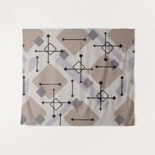 Retro 1950s Art Diamonds Taupe Beige Tapestry