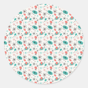 Retro 1950s Atomic Starburst & Orbiting Atoms Classic Round Sticker