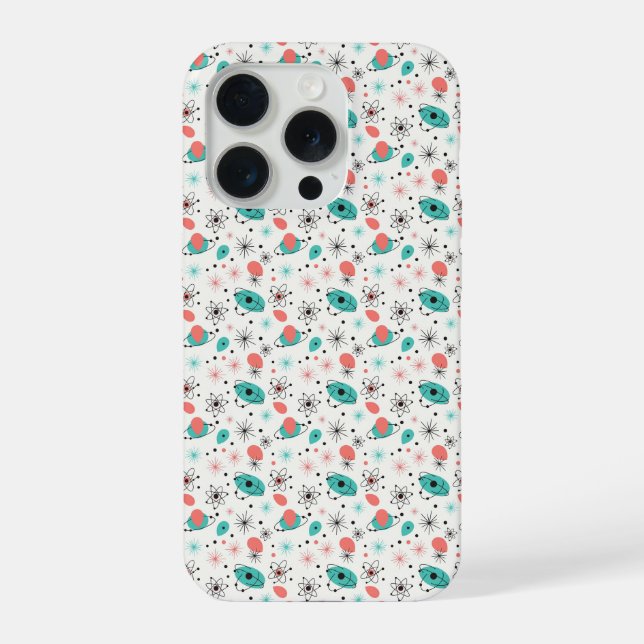 Retro 1950s Atomic Starburst & Orbiting Atoms iPhone Case (Back)