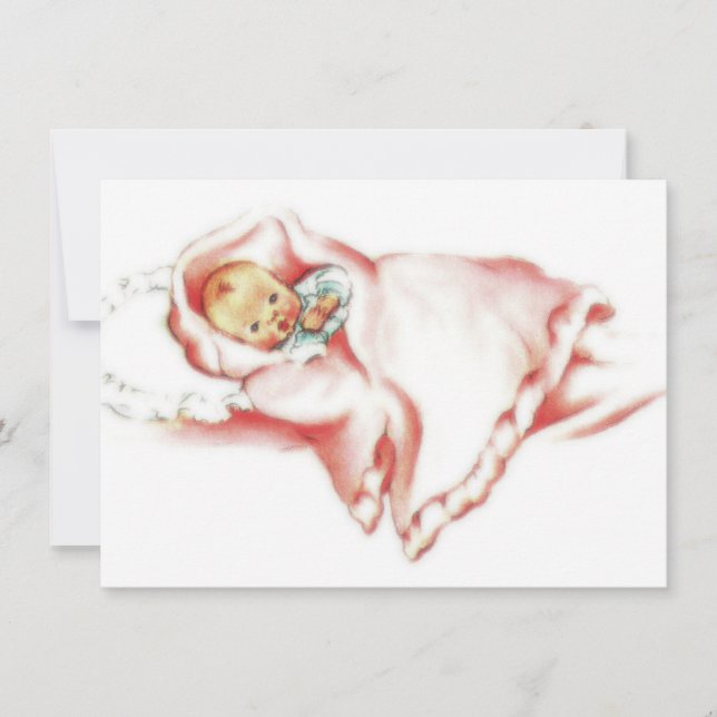 Retro 1950s Baby Girl Shower Invitation (Front)