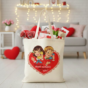 Retro 1950s Boy Girl Vintage Valentine's Day Tote Bag