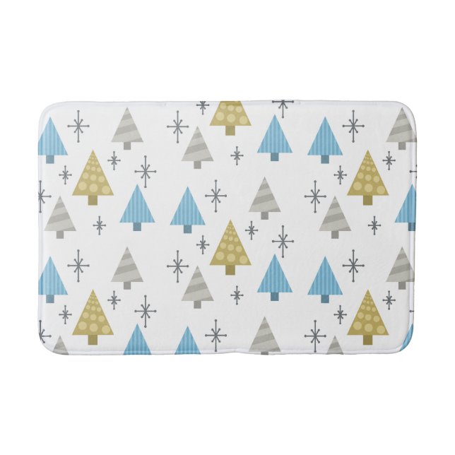 Retro 1950s Christmas Trees Bath Mat (Front)