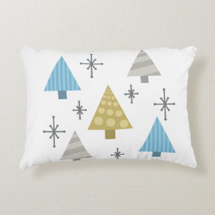 Retro 1950s Christmas Trees Decorative Cushion