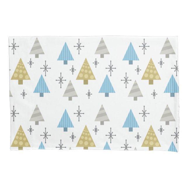 Retro 1950s Christmas Trees Pillowcase (Front)