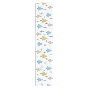 Retro 1950s Christmas Trees Short Table Runner
