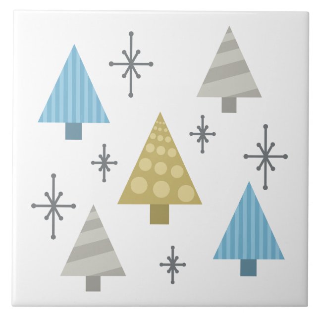 Retro 1950s Christmas Trees Tile (Front)