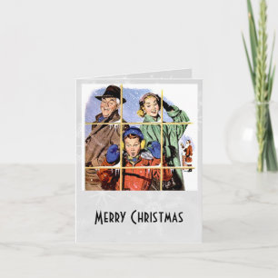 Retro 1950s Christmas Window Holiday Card