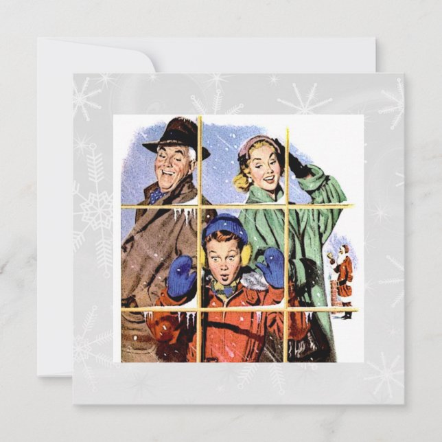 Retro 1950s Christmas Window Holiday Card (Front)