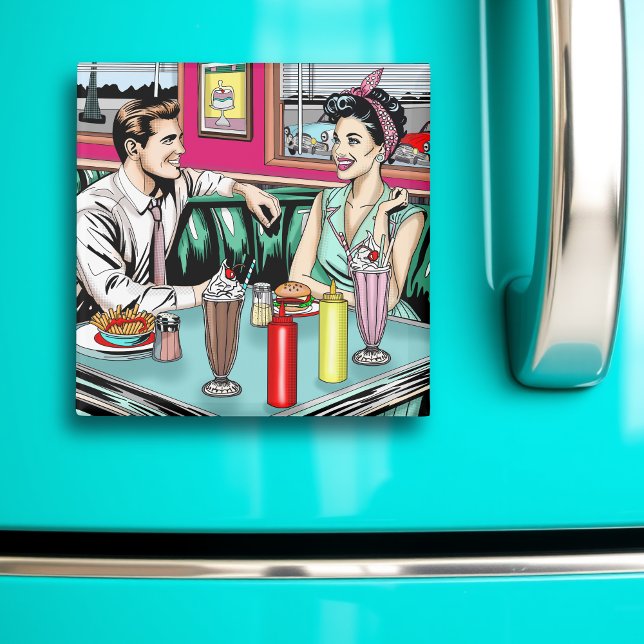 Retro 1950's Couple at Diner Magnet (Creator Uploaded)
