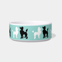 Retro 1950's Cute White & Black Poodles on Aqua