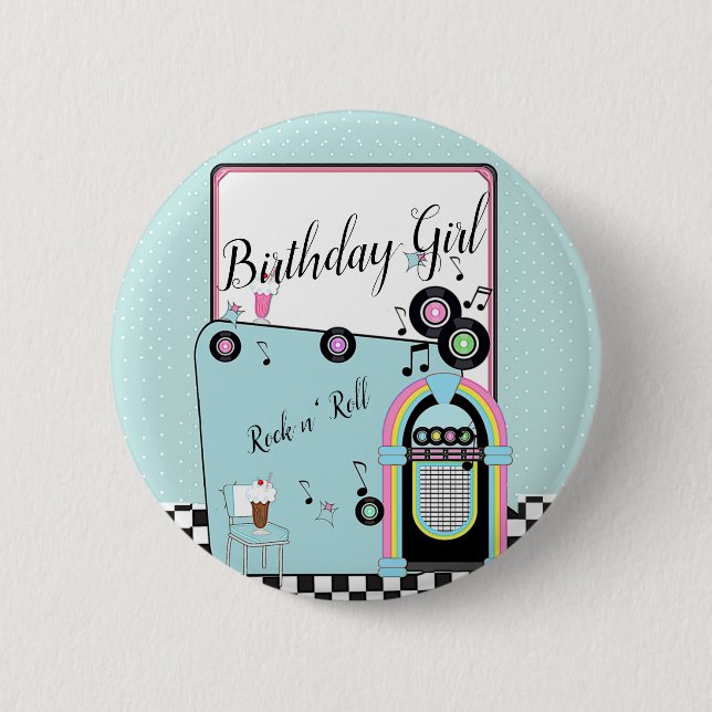 Retro 1950's Diner Birthday Any Age 6 Cm Round Badge (Front)