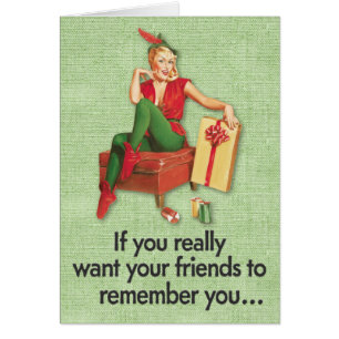 Retro 1950s Elf Knows the Secret Christmas Card