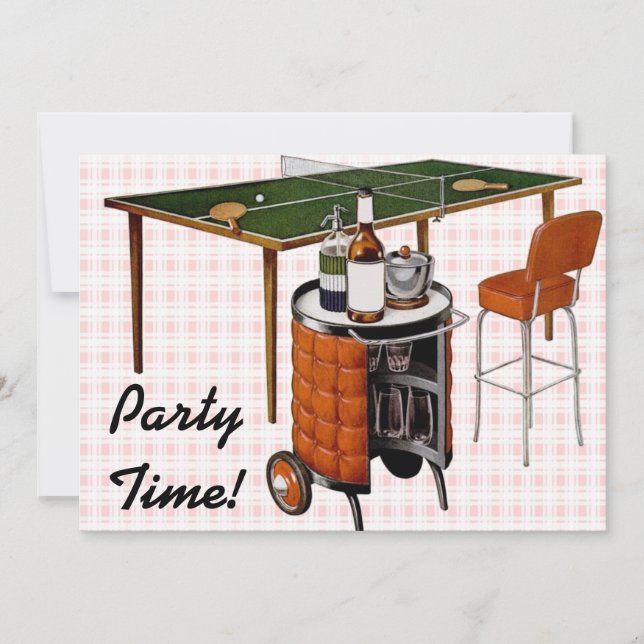 Retro 1950s Fun and Games Birthday Invitation (Front)