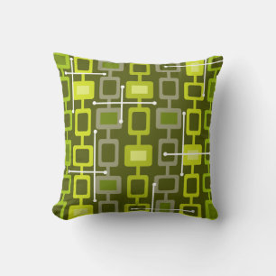 Retro 1950s Geometric Pattern Chartreuse Cushion