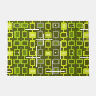 Retro 1950s Geometric Pattern Chartreuse Doormat