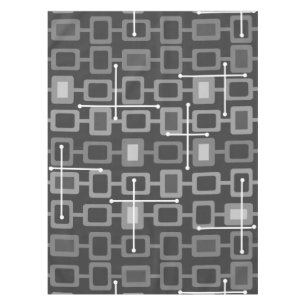 Retro 1950s Geometric Pattern Grey Tablecloth
