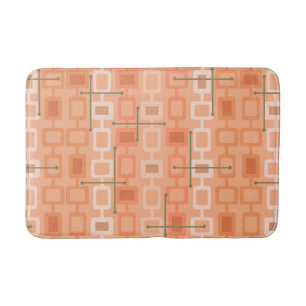 Retro 1950s Geometric Pattern Orange Bath Mat