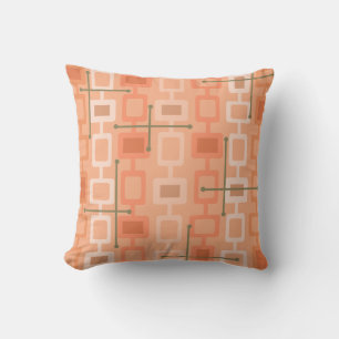 Retro 1950s Geometric Pattern Orange Cushion
