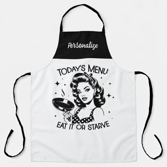 Retro 1950s Glam Girl Funny Sarcastic Quote Apron (Front)