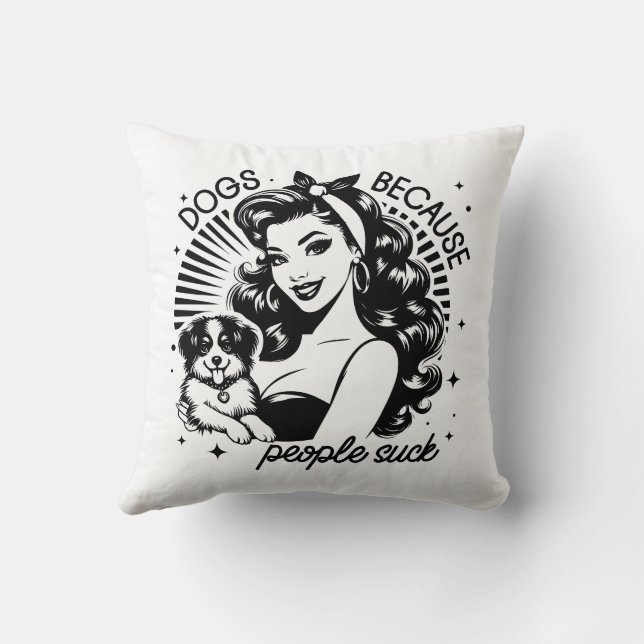 Retro 1950s Glam Girl Funny Sarcastic Quote Cushion (Back)