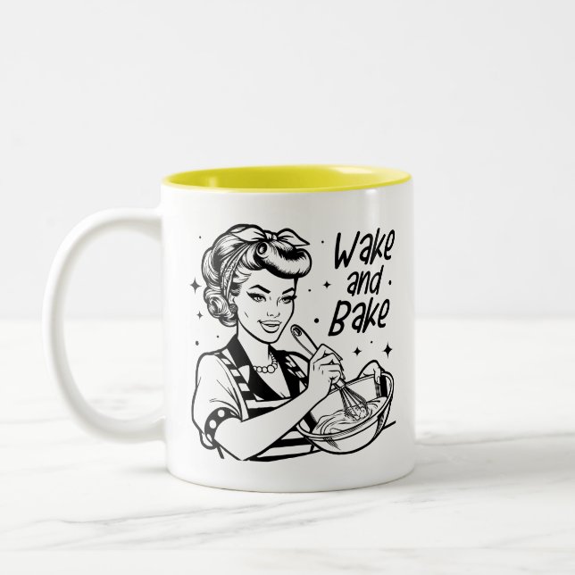 Retro 1950s Glam Girl Funny Sarcastic Quote Two-Tone Coffee Mug (Left)