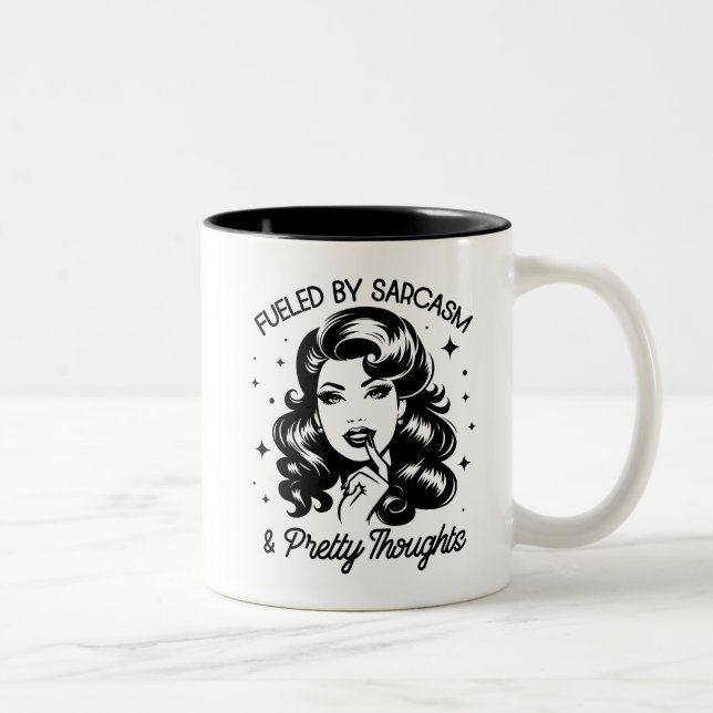 Retro 1950s Glam Girl Funny Sarcastic Quote Two-Tone Coffee Mug (Right)