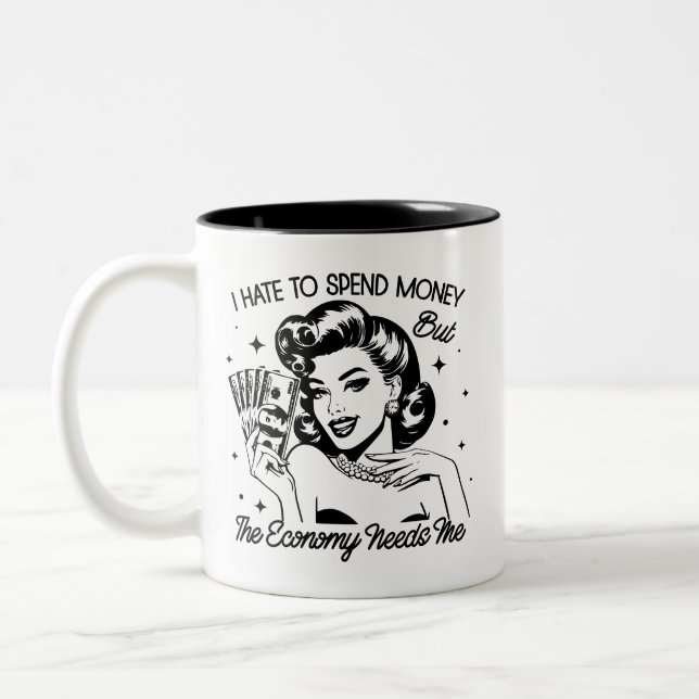 Retro 1950s Glam Girl Funny Sarcastic Quote Two-Tone Coffee Mug (Left)